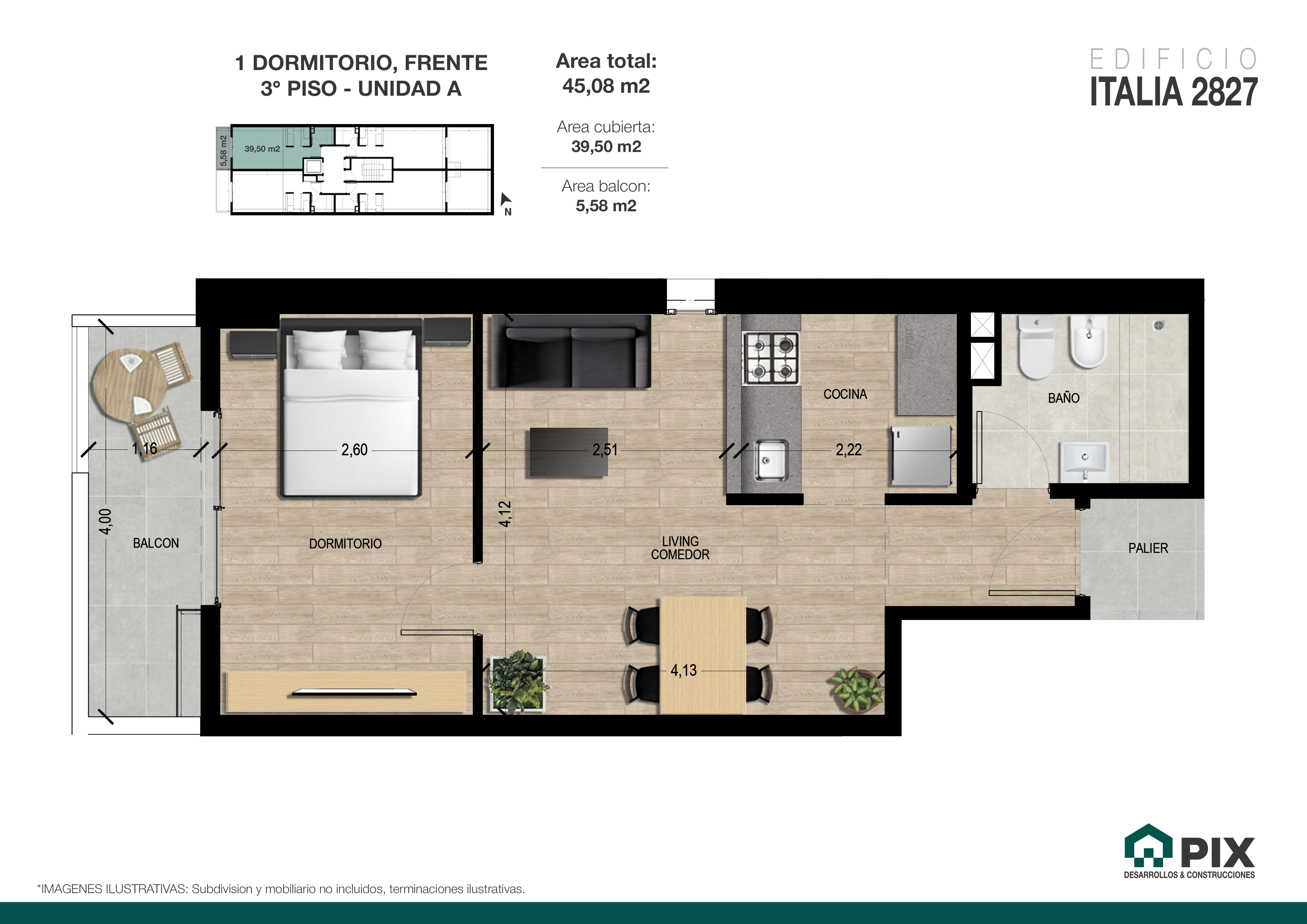 04. DPTO 3ºA - 1 DORMITORIO FRENTE CON BALCON